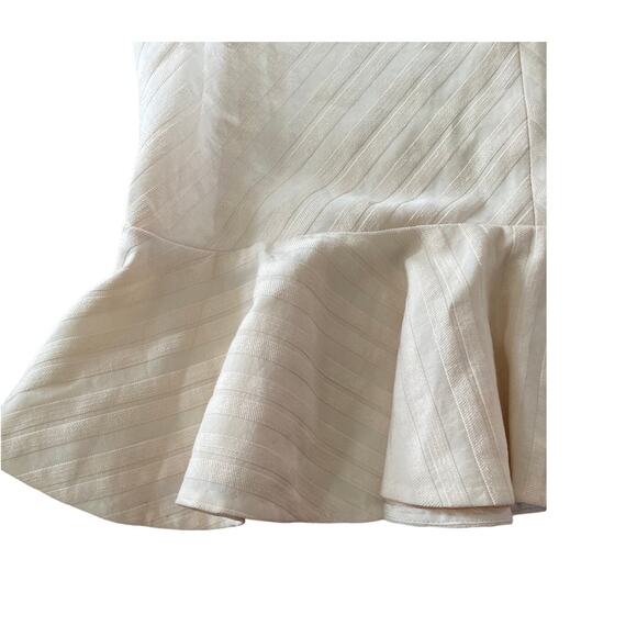 Rebecca Taylor Textured Stripe Peplum Top linen blend in Creme size 6 - Picture 6 of 12